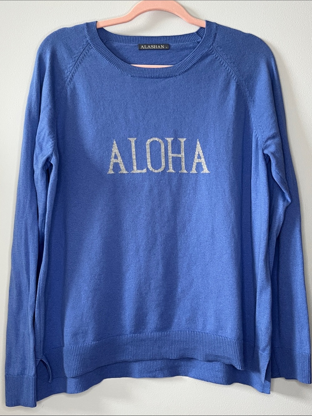 ALASHAN cashmere cotton blend “ALOHA” crewneck sweater